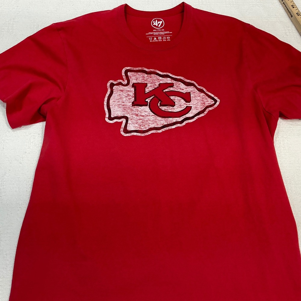 47 Brand Kansas City Chiefs NFL Graphic T-Shirt M XXL Red Arrowhead Logo Cotton